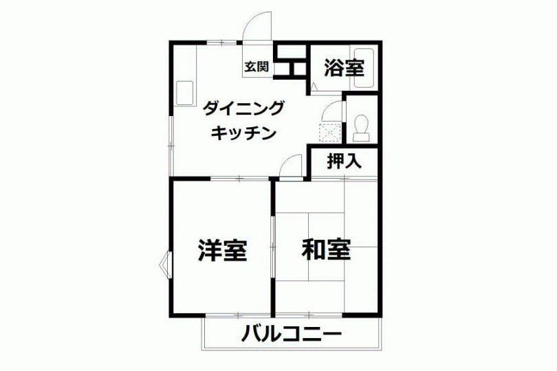 湯河原町宮上　ワコーフラット　角部屋2DK　キッチン・トイレリフォーム済 画像3