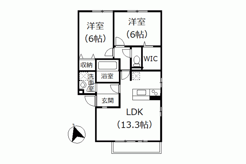 エスペランサA 102 駅徒歩約9分 WIC付2LDK 画像5
