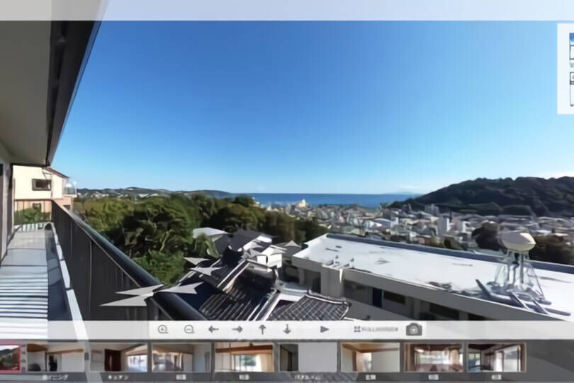 湯河原町城堀　町並み、山並み、初島浮かぶ水平線を望む9LDK+4S パノラマ