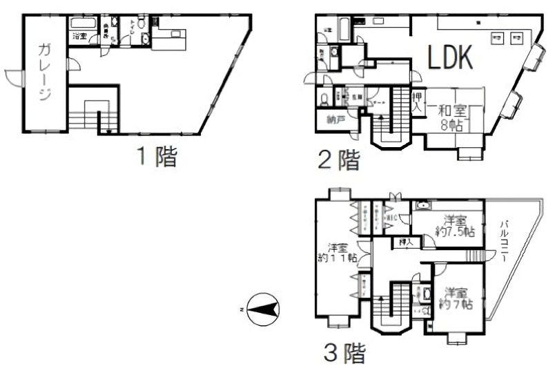 真鶴町真鶴 真鶴駅徒歩10分 事務所付3階建大型住宅 5LDKK+S 画像14