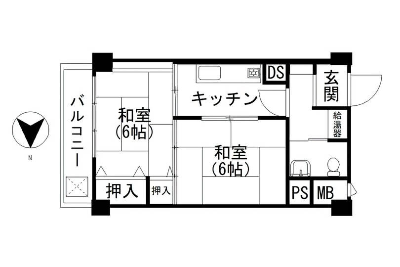 湯河原サニーハイツ2号館　2階2K　山並み眺望