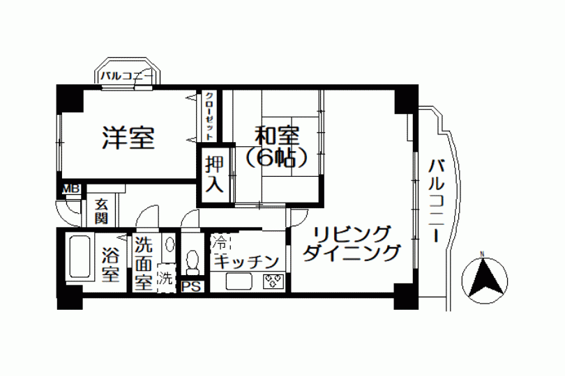 シーガルハイツ湯河原 生活便利 2面バルコニー付き2LDK 画像6