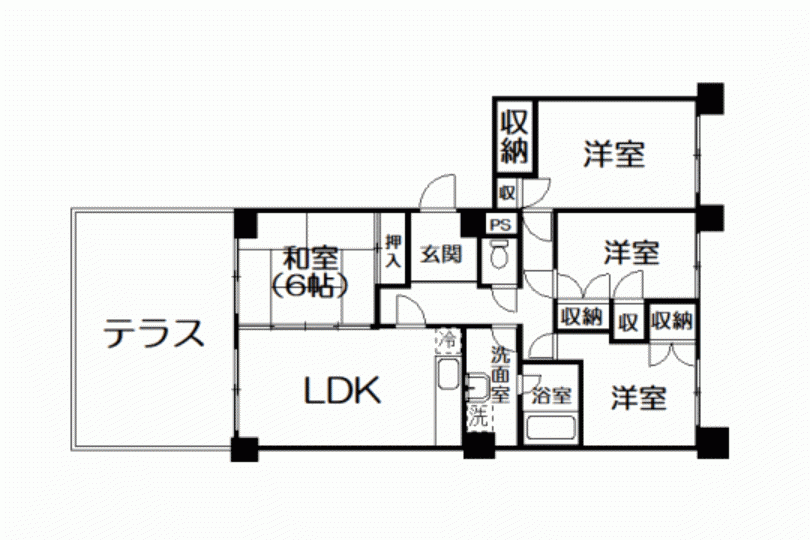共立湯河原マンション　吉浜海岸近く　広々バルコニー付4LDK 画像6