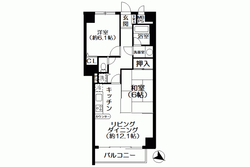 ライオンズマンション湯河原千歳川 最上階2LDK 人気の千歳川側のお部屋 画像13