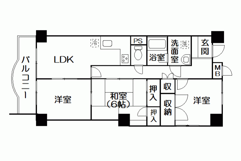 エクセレントプラザ湯河原6番館　ご定住にもオススメ　3階3LDK 画像7